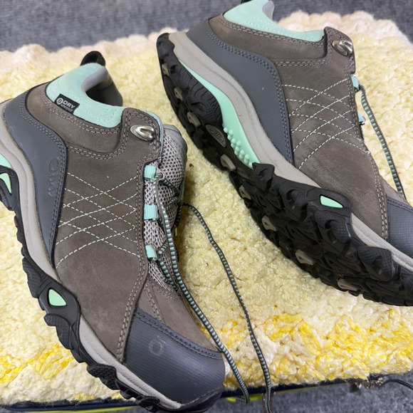OBoz Waterproof Hiking Shoes Women's Gray Teal Lace Up Outdoor Boots women's S 8 - Picture 9 of 16